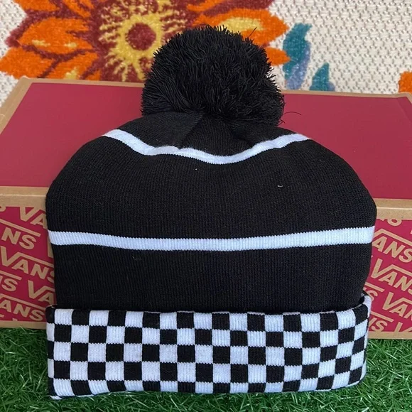 Vans WM Spirit Pom Black Checker Beanie Skateboarding Hat Women Men VN0A5LG3BLK - Picture 7 of 16